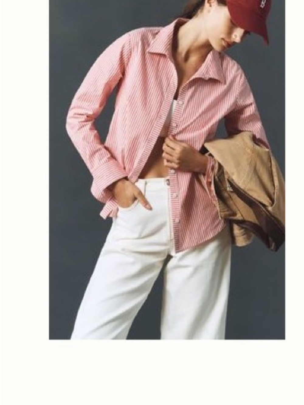 Anthropologie Pink Striped Button-Down Shirt